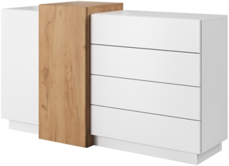 Schubladenkommode Triest Sideboard 160x45x93,5cm weiß gold craft oak
