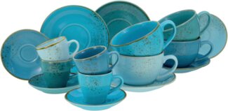 CreaTable 23415 Kaffeetassen-Set Nature Collection für 4 Personen, Steinzeug, wasserblau (1 Set, 16-teilig)