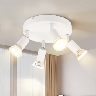 Nettlife Deckenstrahler Deckenlampe Weiß 4 Flammig GU10 LED Deckenspots Modern, Schwenkbar 330°, LED wechselbar, Wohnzimmerlampe Metall für Schlafzimmer Küche Flur Esszimmer
