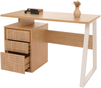 Schreibtisch HWC-O32, Bürotisch Computertisch Arbeitstisch, Schublade, Melamin Holz, 77 x 118 x 58 cm ~ ulme natur