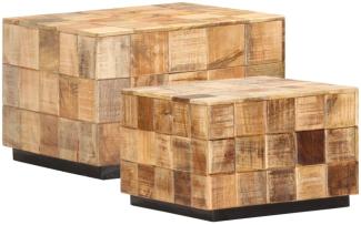 Couchtische 2 Stk. in Block-Design Raues Mango-Massivholz