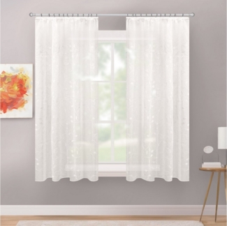 Delindo Lifestyle Gardine Serie Monique, Kräuselband (2 St), halbtransparent, Voile, Store mit dezenter Stickerei