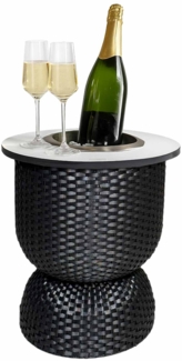 COOTAB Cooler Table PARIS Beistelltisch mit Edelstahl-Kühler - Schwarz/Champagner