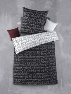 Soma Microfaser Bettwäsche 135x200 cm Bettbezug 135x200 cm Kopfkissenbezug 80x80 cm Herz schwarz weiß