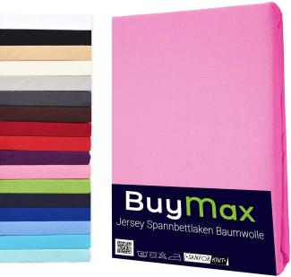 Buymax Topper Spannbettlaken 200x200 cm Spannbetttuch 100% Baumwolle Jersey für Matratzentopper bis 9 cm Matratzenhöhe Bettlaken für Boxspringbett Topper, Altrosa