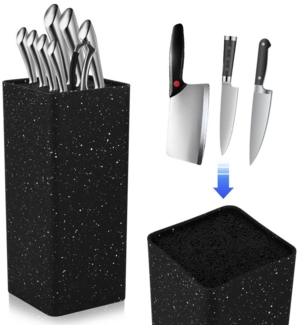 BlingBin Messerblock Square Ohne Messer Universal Messerblock (1tlg), Unbestückte Messerblöcke für 5-8 Messer Aller Art, 22.5 x 9.7 x 9.7 cm