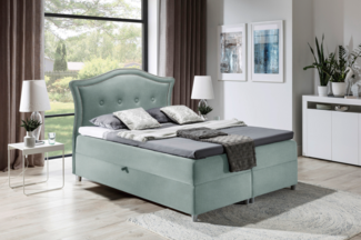 99rooms Marlon Boxspringbett Strukturstoff 140x200 cm Hellgrau