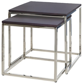 Fink Beistelltisch NOVO Beistelltisch 2er Set - H. 46cm x B. 45cm - espresso - Edelstahl (Dekotisch - kleiner Tisch), Moderner Sofatisch: Vielseitiger Ablagetisch & Couchtisch für Zuhause