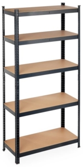 Relaxdays Schwerlastregal, Stahl / MDF / Kunststoff schwarz, 5 Ebenen