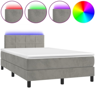 vidaXL Boxspringbett mit Matratze & LED Hellgrau 120x190 cm Samt 3270153