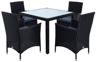 Polyrattan Sitzgruppe Gartenmöbel Set Rattan Gartenset Garten Essgruppe Schwarz