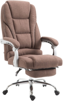 DELUKE® Bürostuhl MIAMI Stoff - 118x68x64, Braun Stoff Metall in Chromoptik Gestell ergonomische Bürostühle Homeoffice Stuhl mit Rollen