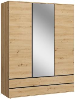 Kleiderschrank Naxos Drehtürenschrank Spiegel 165cm artisan eiche schwarz matt