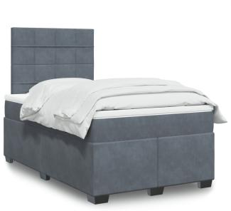 vidaXL Boxspringbett mit Matratze Dunkelgrau 120x200 cm Samt 3290883