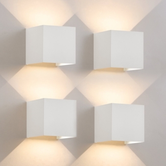 ZMH 5W LED Wandleuchte, 4 Stück - Außen-/Innenwandlampe Weiß, Verstellbarer Doppelstrahl Wasserdicht IP65 230V 3000K