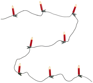 Lights4fun LED-Christbaumkerzen 5er Set Weihnachtsbaumkerzen Lichterkette rot