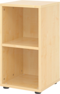 bümö Regal Ahorn, Standregal aus Holz für 2 Ordnerhöhen - Bücherregal klein 40 cm schmal, Aktenregal für Ordner & Bücher, kleines Büroregal, Holzregal, Ordnerregal, Buchregal Dachschräge, 924RE-3