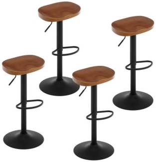 Woltu Barhocker (4 St), drehbar, mit Sattelsitz Fußstütze, aus Massivholz Metall