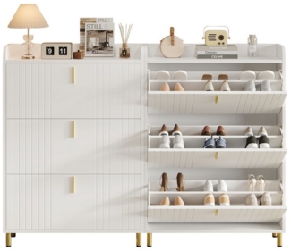 OKWISH Schuhschrank Schuhregal Schuhkipper Schmal (Schuhkommode, 2-St, mit 3 Klappen, 6 Fächern) Verstellbar, Anti-Kipp-Vorrichtung