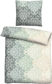 Traumhaft schlafen - Castell - Markenbettwäsche Feinbiber Bettwäsche 0301127 MANDALA, fichte, 1x 155x220 cm + 1x 80x80 cm