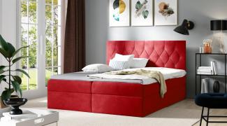 Boxspringbett Schlafzimmerbett MANOLIS 120x220cm Stoff Alova Rot