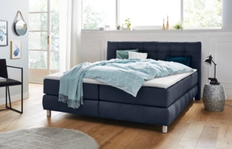 andas Boxspringbett Salo XXL, in Samtoptik oder Struktur, 6 Breiten in Überlänge 220cm, 4 Härtegrade
