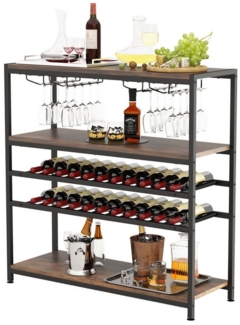 KOMFOTTEU Weinregal Flaschenregal, mit Glashalter & Regalen