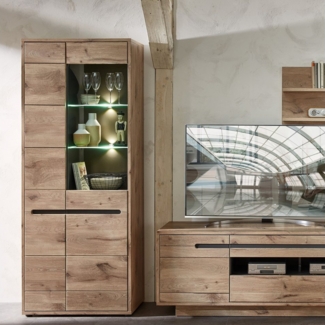 Vitrine BELLANO Viking Oak Nature mit LED