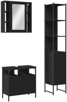 vidaXL 3-tlg. Badmöbel-Set Schwarz Holzwerkstoff 3214735