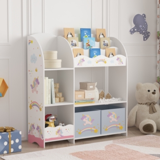 Kinderregal Lysekil 100 x 93 x 30 cm mit Einhorn Motiv [en. casa]