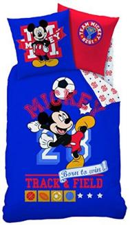 Disney Kinderbettwäsche Bettwäsche Disney Mickey Sport 80x80 cm / 135x200 cm 100% Baumwolle