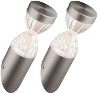 2er Set LED Außenwandlampe, silber, Fackel Design, H 26,5 cm