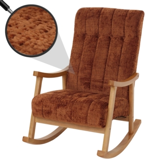 Schaukelstuhl HWC-K10, Relaxsessel, Holz FSC® Stoff/Textil Chenille (465g/m²) ~ terrakotta, Gestell natur
