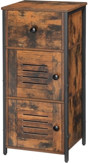 HOOBRO Beistellschrank Vintage Kommode Schublade Ablage 30x34x79cm Dunkelbraun