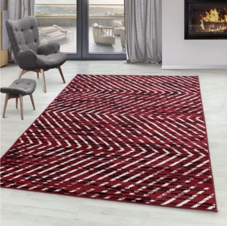 SIMPEX24 Designteppich Geometrisch Design, Rechteckig, Höhe: 10 mm, Kurzflor Teppiche Geometrisch Design Teppich Rot Teppich Wohnzimmer