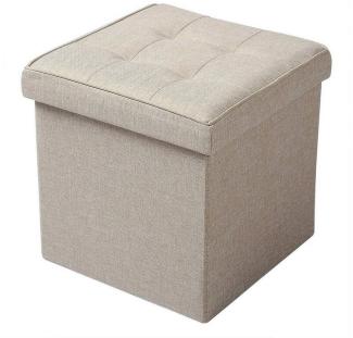 Sitzhocker mit Stauraum aus Leinen Modell Kerstin beige