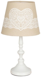 Levandeo® Nachttischlampe, Tischlampe Weiß 38cm hoch Shabby Metall Creme Beige Nachtlicht