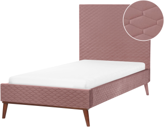 Bett mit Lattenrost BAYONNE 90 x 200 cm Samtstoff Rosa