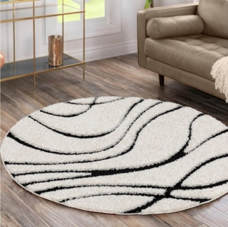 Sanat Hochflor-Teppich Luxus 3503, rund, Höhe: 30 mm, robuster Langflor, weich, Wohnzimmer, Schlafzimmer