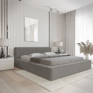 Polsterbett Doppelbett NORFOLK Komplettset 180x200cm in Stoff Ditra Grau