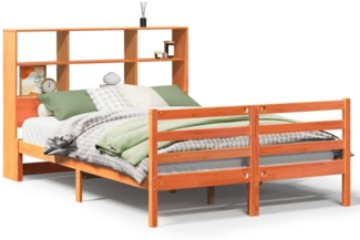 vidaXL Massivholzbett mit Regal ohne Matratze Wachsbraun 120x190 cm 3321911