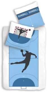 MTOnlinehandel Bettwäsche Handball 135x200 + 80x80 cm, 100 % Baumwolle, Renforcé, 2 teilig, Traumhelden Bettwäsche-Set für Kinder, Teenager & Erwachsene