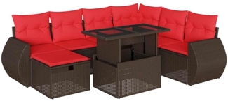 vidaXL 8-teiliges Gartensofa-Set mit Kissen, braun, Polyrattan 3275164