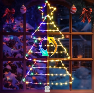 Elegear LED-Lichterkette LED Dekolicht Weihnachtsbaum Weihnachtsdeko 75 x 43CM mit 143/110 LEDs, Weihnachtsbeleuchtung Fenster für Innen/Außen, Timer Speicherfunktion
