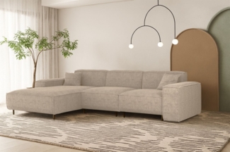 Ecksofa Designersofa GLORIA in Stoff Scala Beige Ottomane Links
