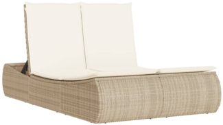 vidaXL Doppel-Sonnenliege mit Auflagen Beige Poly Rattan 368094
