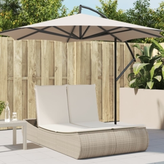 vidaXL Doppel-Sonnenliege mit Auflagen Beige Poly Rattan 368094