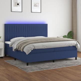 Boxspringbett mit Matratze & LED Stoff Blau 200x200 cm, Härtegrad: H2 [3135067]