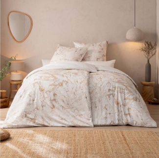 Estella Mako-Satin Bettwäsche Atelier Raphael 155x220 + 1 x Kissen 80 x 80 + 1 x Kissen 40 x 80 Grafisch elfenbein