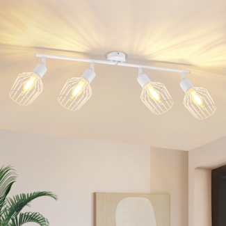 ZMH 4er E14 Deckenspots - Metall, 350 Drehbare Industrielle Flurlampe, Wandleuchte fr Flur und Wohnzimmer, Wei?